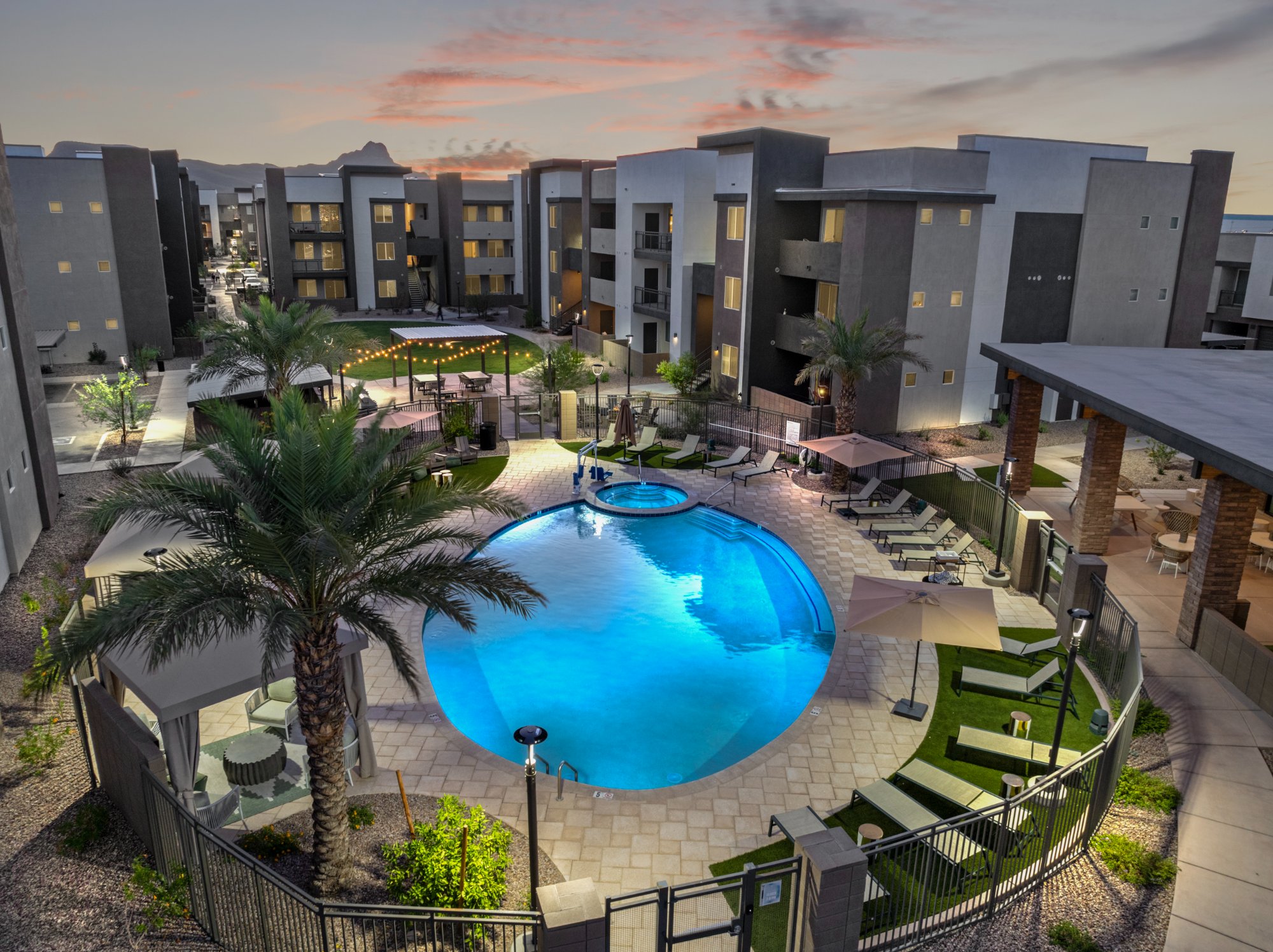 Amavida Pool at Sunset