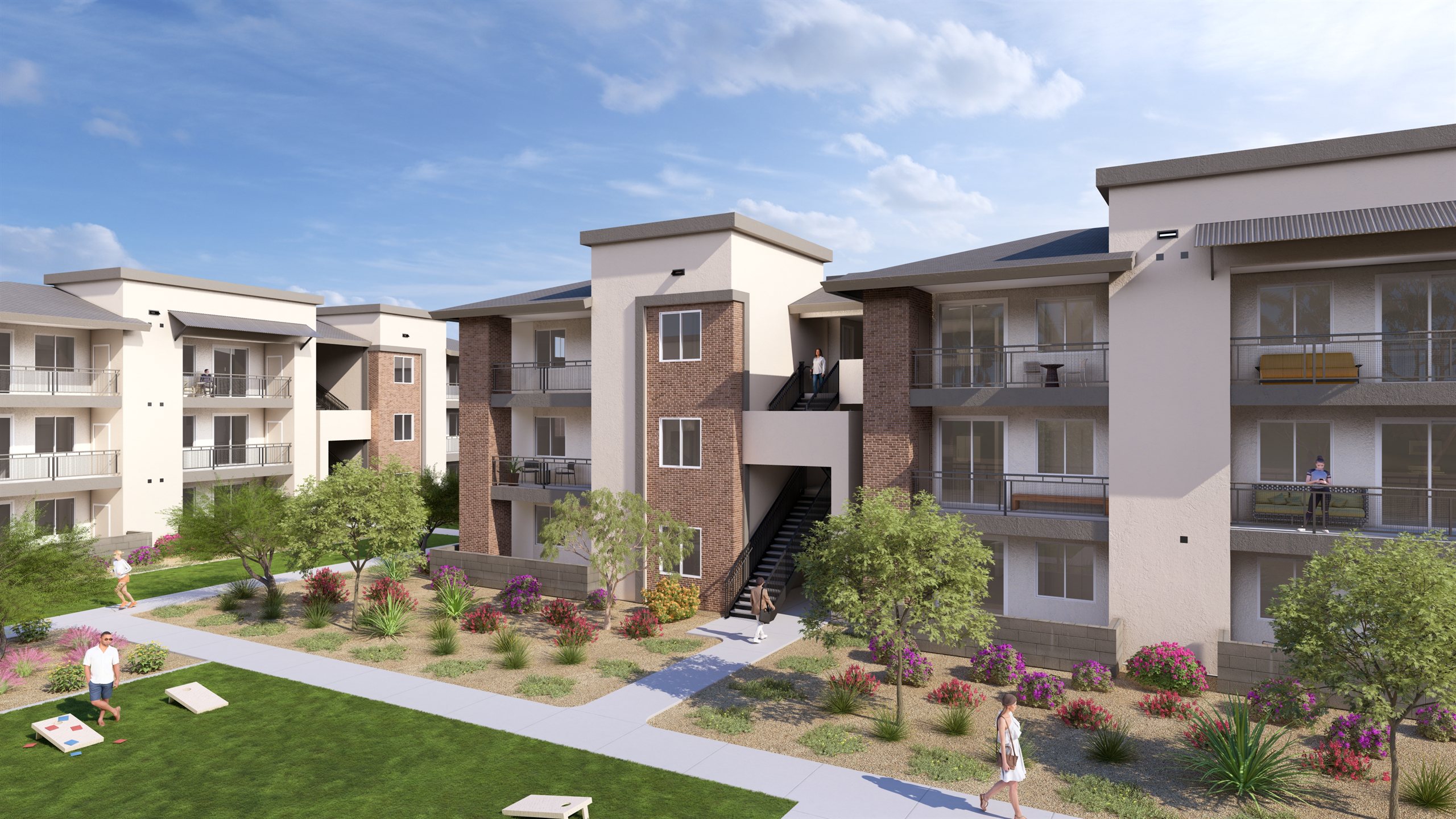 The Stately Mystic Apartments rendering — building view